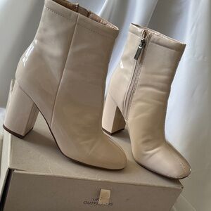Urban Outfitters Glossy Beige Heeled Boots